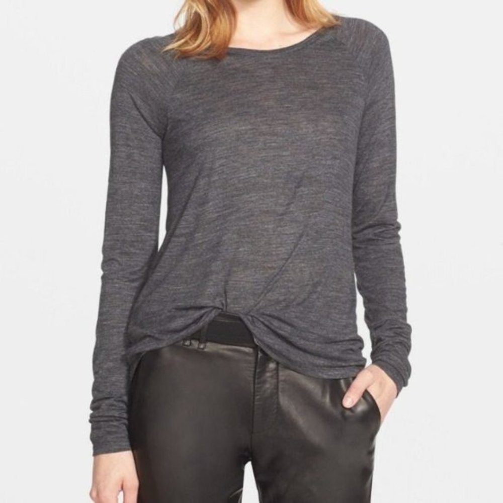Vince Space Dye Crew Neck Long Sleeve T-Shirt Women Size XS